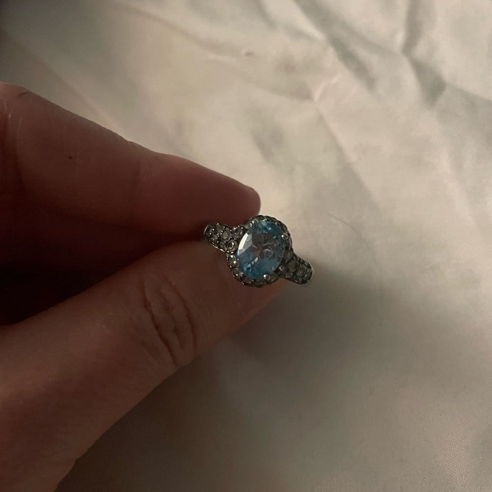 Elegant Sterling Silver and Blue Gemstone Ring